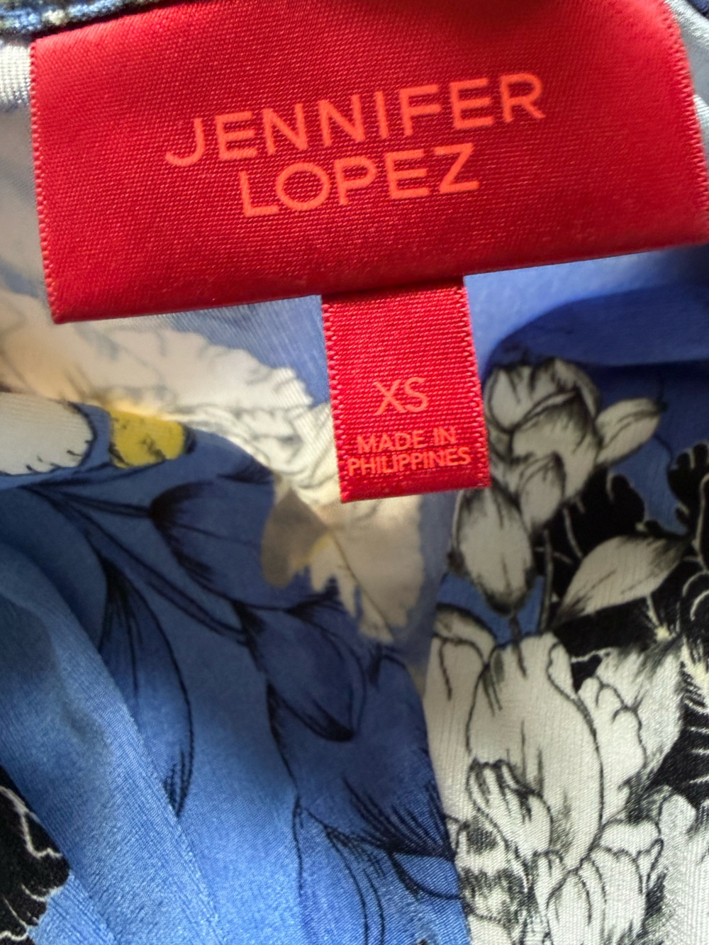 Jennifer Lopez Blue Floral Twist-Front Midi Dress size XS - Picture 2 of 8